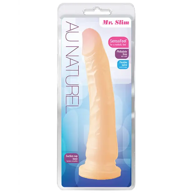 Blush Au Naturel Mr. Slim 9.25 in. Posable Dual Density Dildo with Suction Cup Beige - Realistic Dildo