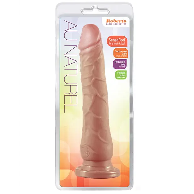 Blush Au Naturel Roberto 9.5 in. Posable Dual Density Dildo with Suction Cup Tan - Realistic Dildo