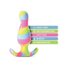 Blush Avant Kaleido Silicone Anal Plug Lime with tapered head and labeled features