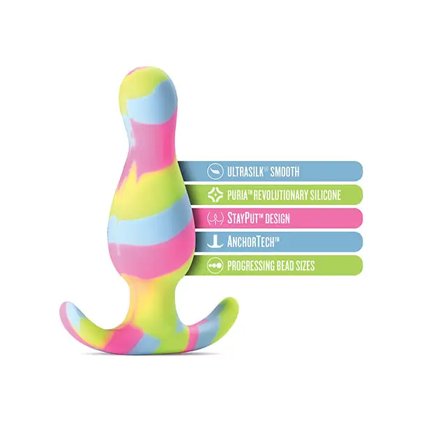 Blush Avant Kaleido Silicone Anal Plug Lime with tapered head and labeled features