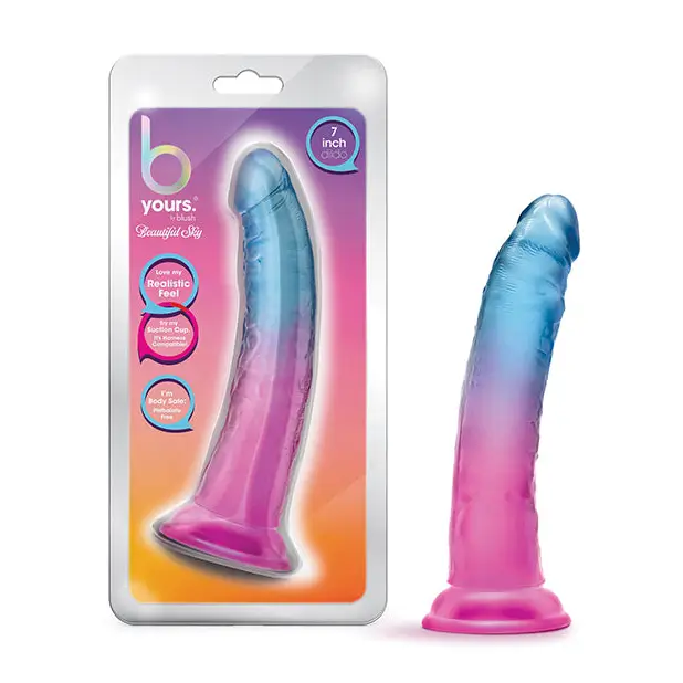 Blush B Yours Beautiful Sky 7 in. Dildo with Sturdy Suction Cup on Display