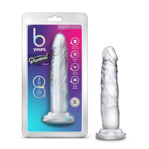 Blush B Yours Diamond Crystal 7 in. Dildo with Suction Cup Clear - Realistic Dildo