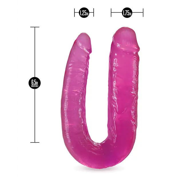 Blush B Yours Double Headed Dildo 18 in. Pink silicone with size measurements