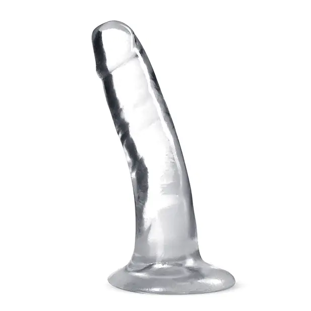 Clear hard ’n’ happy 5 in. dildo with suction cup, acrylic phallic-shape, flared base