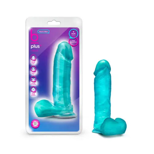 Blush B Yours Plus Mount n’ Moan 9 in. Dildo with Balls & Suction Cup Teal - Realistic Dildo