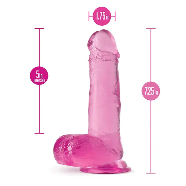 Blush B Yours Plus Rock n’ Roll 7 in. Dildo with Balls & Suction Cup Clear - Realistic Dildo