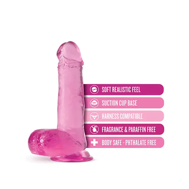 Blush B Yours Plus Rock n’ Roll 7 in. Dildo with Balls & Suction Cup Clear - Realistic Dildo