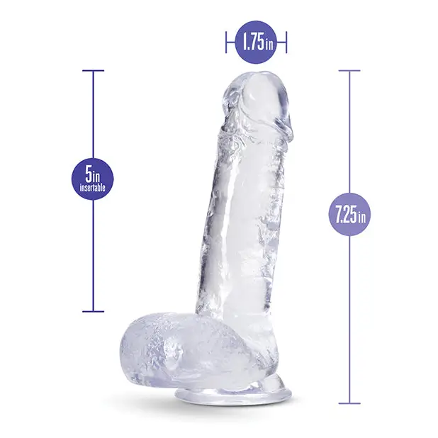 Blush B Yours Plus Rock n’ Roll 7 in. Dildo with Balls & Suction Cup Clear - Realistic Dildo