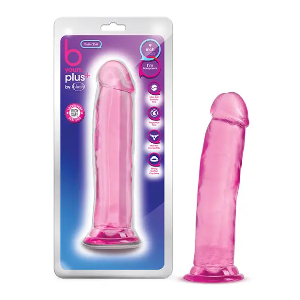 Blush B Yours Plus Thrill n’ Drill 9 in. Dildo with Suction Cup Pink - Pink - Realistic Dildo