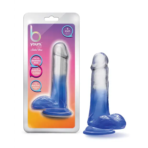 Blush B Yours Stella Blue 6 in. Dildo with Balls & Suction Cup Blue - Realistic Dildo