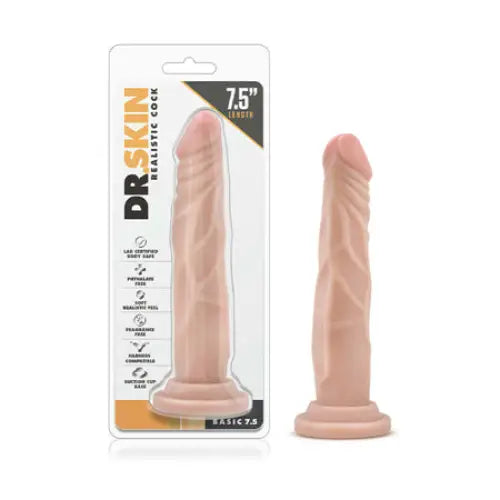 Blush Dr. Skin Basic 7.5 Realistic 7.5 in. Dildo with Suction Cup Beige - Realistic Dildo