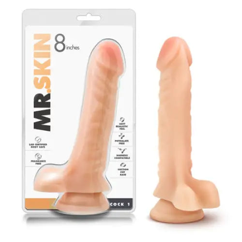 Blush Dr. Skin Cock 1 Realistic 9 in. Dildo with Balls & Suction Cup Beige - Realistic Dildo