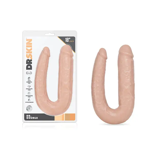 Blush Dr. Skin Dr. Double Realistic 18 in. Dual-Ended Dildo Beige - Double Ended Dildo