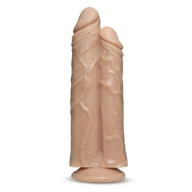 Blush Dr. Skin Dr. Double Stuffed 10.5 in. Double Shaft Dildo with Suction Cup Beige - Double Ended Dildo