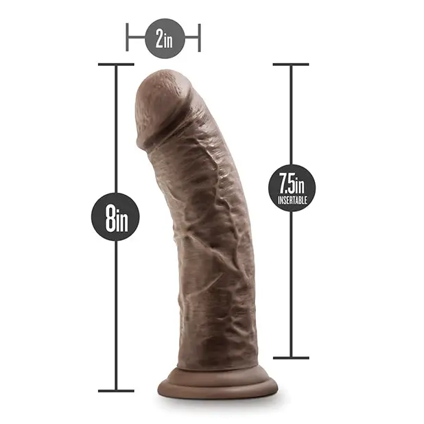 Blush Dr. Skin Glide 8 in. Self-Lubricating Dildo with Suction Cup Brown for Realistic Pleasure