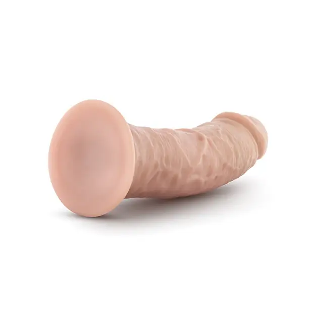 Close-up of Blush Dr. Skin Glide Brown 8in Self-Lubricating Dildo with Suction Cup