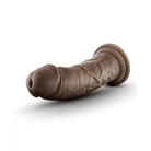 Skin Glide self-lubricating dildo with suction cup, chocolate covered on white background