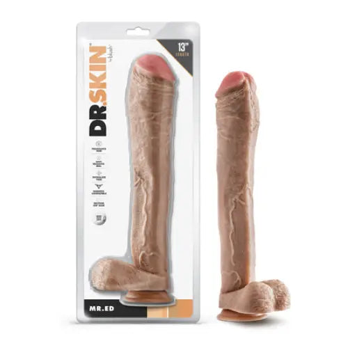 Blush Dr. Skin Mr. Ed 13 in. Dildo with Balls Beige - Realistic Dildo