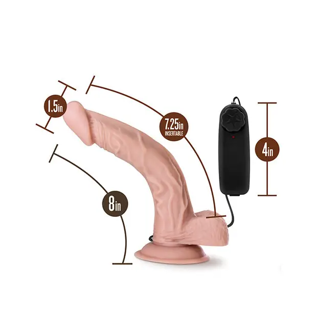 Blush Dr. Skin Dr. Sean Realistic 8 in. Vibrating Dildo with Balls & Suction Cup Beige - Realistic Vibrator