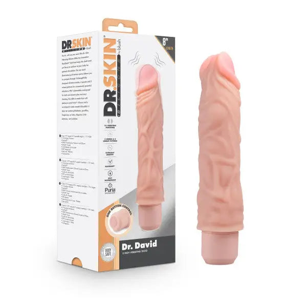 Blush Dr. Skin Silicone Dr. David 8 In Vibrating Dildo - Vanilla - Realistic Vibrator