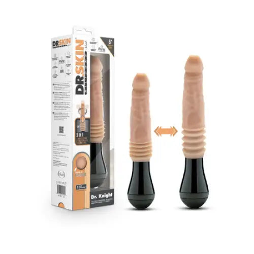 Blush Dr. Skin Silicone Dr. Knight Thrusting Gyrating Vibrating Dildo Beige - Vanilla - Realistic Vibrator