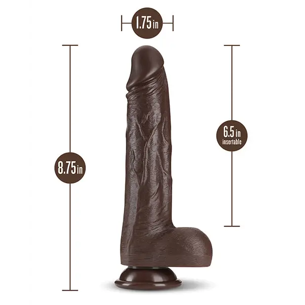 Blush Dr. Skin Silicone Dr. Murphy Rechargeable Remote-Controlled 8 in. Thrusting Dildo with Balls & Suction Cup Brown