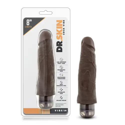 Blush Dr. Skin Vibe 14 Realistic 8 in. Vibrating Dildo Brown - Realistic Vibrator