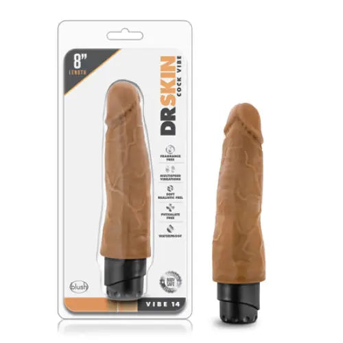 Blush Dr. Skin Vibe 14 Realistic 8 in. Vibrating Dildo Tan - Realistic Vibrator