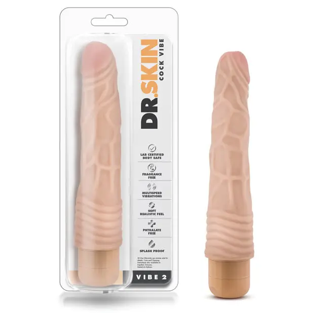 Blush Dr. Skin Vibe 2 Realistic 9 in. Vibrating Dildo Beige - Realistic Vibrator