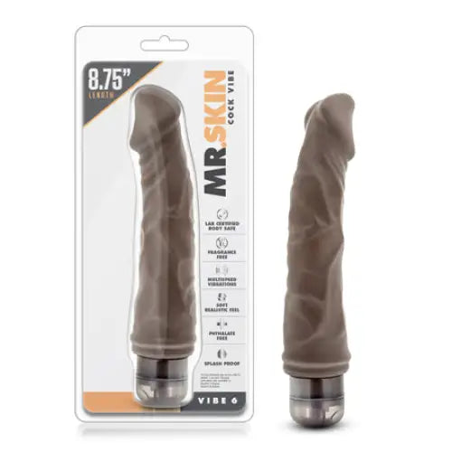 Blush Dr. Skin Vibe 6 Realistic 8.75 in. Vibrating Dildo Brown - Realistic Vibrator