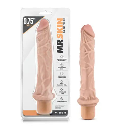 Blush Dr. Skin Vibe 8 Realistic 9.75 in. Vibrating Dildo Beige - Realistic Vibrator