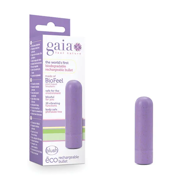 Blush Gaia Eco Rechargeable Bullet Vibrator - Purple - Bullet Vibrator