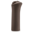 Tall, cylindrical brown ceramic vase with curved top from Blush Hot Chocolate Kitty Vagina Stroker