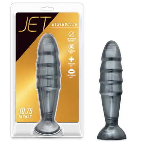 Blush Jet Destructor 10.75 in. Anal Plug Carbon Metallic Black - Butt Plug