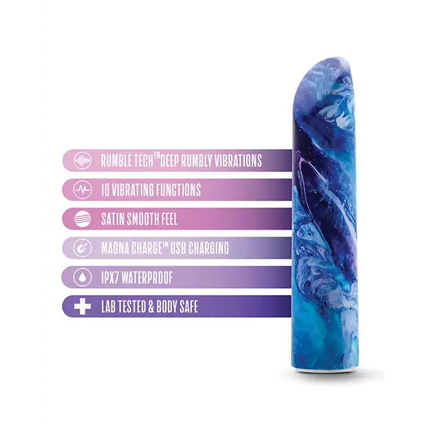 Blue and white marbled Blush Limited Addiction Mesmerize Power Vibe Rechargeable Bullet