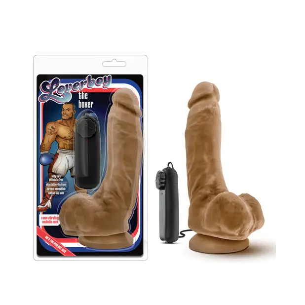 Blush Loverboy The Boxer Remote-controlled 9 in. Vibrating Dildo with Balls & Suction Cup Tan - Realistic Vibrator