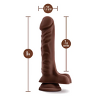 Blush Loverboy The DJ 9’ Brown Dildo with Balls & Suction Cup Base, labeled dimensions visible