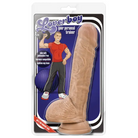 Tan personal trainer realistic dildo with suction cup in packaging