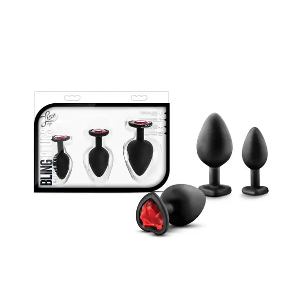 Blush Luxe 3-Piece Bling Plug Training Kit - Red - Butt Plug