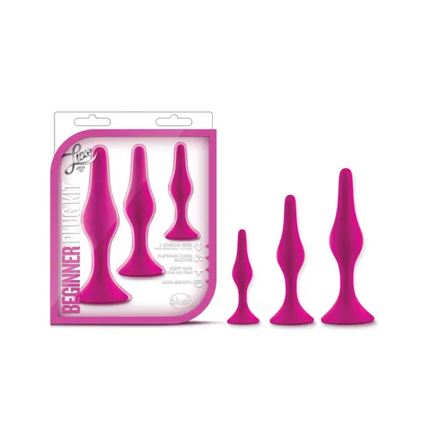 Blush Luxe 3-Piece Silicone Beginner Plug Kit - Pink - Butt Plug