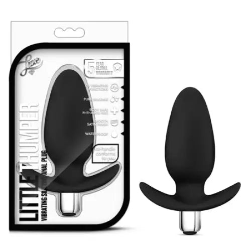 Blush Luxe Little Thumper Vibrating Silicone Anal Plug - Black - Powered Butt Plug