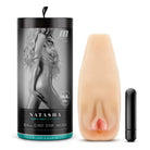 Blush M Elite Soft + Wet Natasha Vagina Stroker with Bullet Vibrator Beige - Manual Stroker