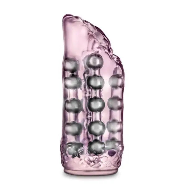 Blush M For Men Super Stroker - Clear pink glass toy with metallic beads for ultimate pleasure