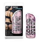 Blush M For Men Super Stroker Clear with textured pink silicone sleeve and metallic beads