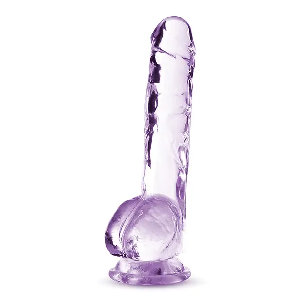 Blush Naturally Yours Crystalline 6 in. Dildo with Balls & Suction Cup Amethyst - Realistic Dildo