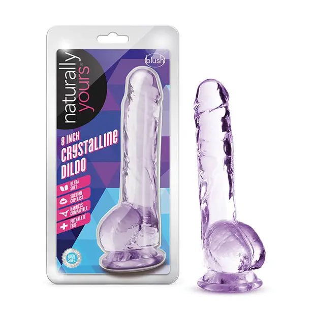 Blush Naturally Yours Crystalline 6 in. Dildo with Balls & Suction Cup Amethyst - Purple / 8’’ - Realistic Dildo