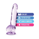 Blush Naturally Yours Crystalline 6 in. Dildo with Balls & Suction Cup Amethyst - Realistic Dildo