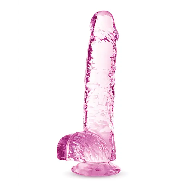 Blush Naturally Yours Crystalline 6 in. Dildo with Balls & Suction Cup Amethyst - Realistic Dildo