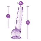 Blush Naturally Yours Crystalline 6 in. Dildo with Balls & Suction Cup Amethyst - Realistic Dildo