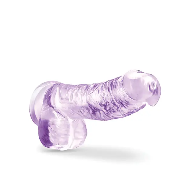 Blush Naturally Yours Crystalline 6 in. Dildo with Balls & Suction Cup Amethyst - Realistic Dildo